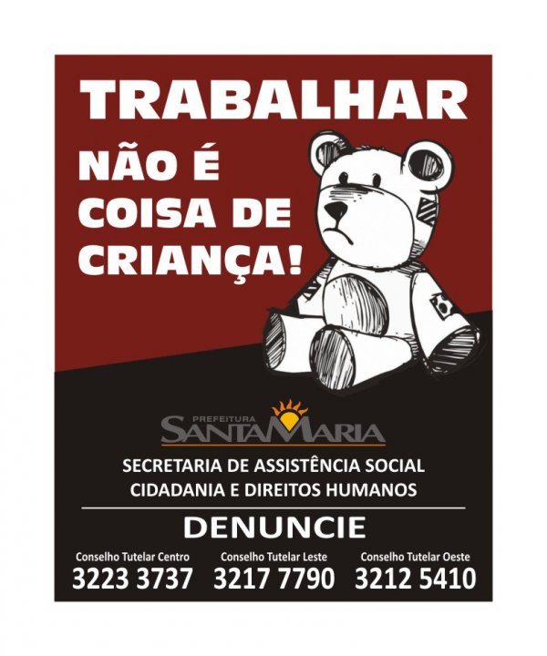 Material de divulgação chama a atenção para o trabalho infantil Material de divulgação chama a atenção para o trabalho infantil