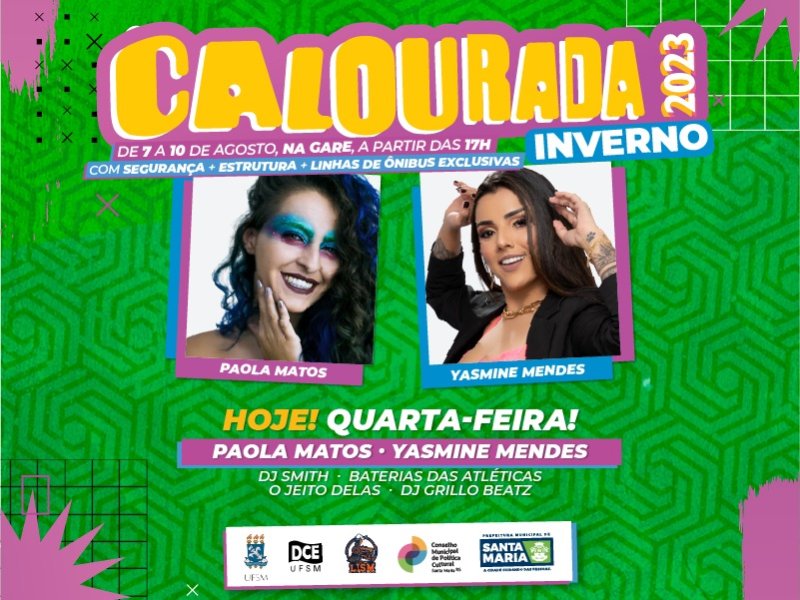 PMSM - Com shows locais e nacionais, Calourada 2023 terá mais de 25  atrações culturais em Santa Maria